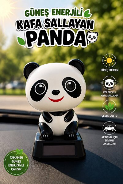 HAZARPAZAR Dekoratif Kutulu Kafa Sallayan Panda Güneş Enerjisi ile Çalışır He...