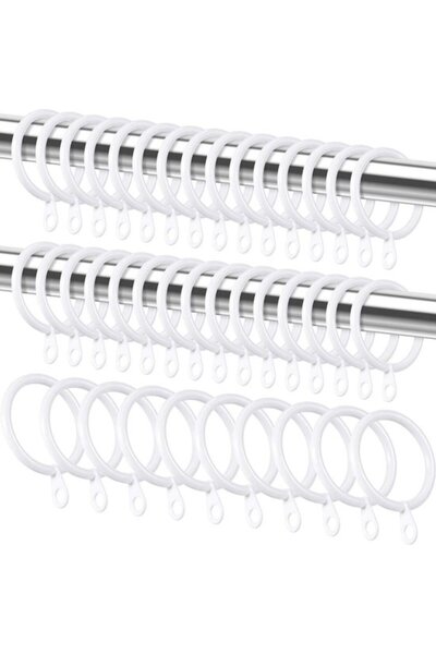 STARSTAR White metal curtain rings - 40 pieces - Suitable for curtain rods wi...