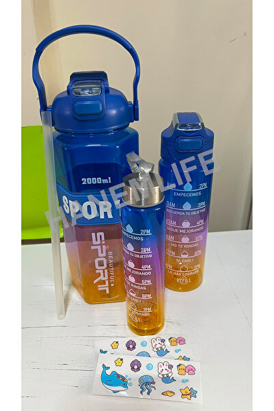 hanemlife 3 lü sports akrilik Motivasyon Stickerlı Kokusuz Spor Su Matarası S...