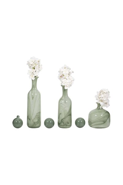 Sagebrook Home S/3 12/17/19" Verena Green/Blue Lidded Glass Bottles