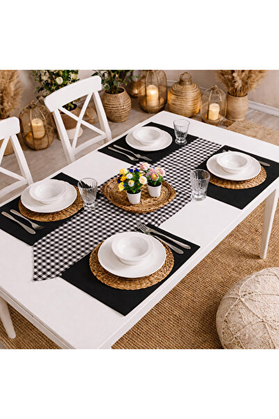 SADEN HOME 40X100 Pöti̇ Square Runner - 4-Piece Supla Tableware Set