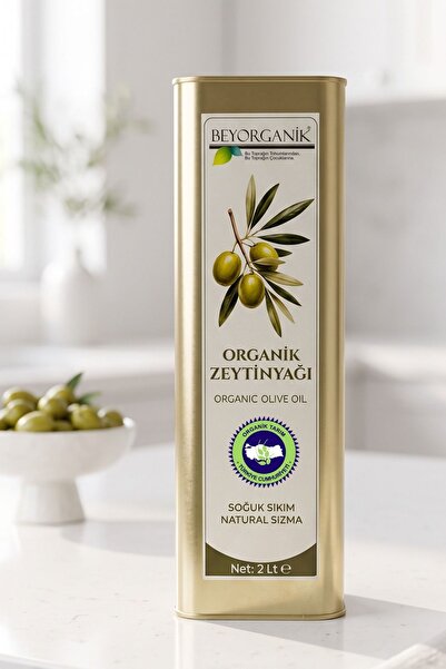 BEYORGANİK Organik Soğuk Sıkım Natürel Sızma Zeytinyağı 2 Litre Teneke (Pesti...