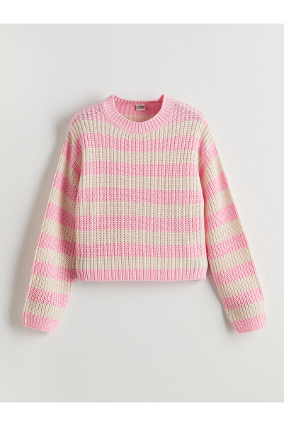LC Waikiki Crew Neck Knitted Girls' Knitwear Sweater