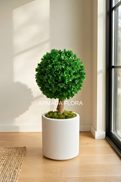 Armada Flora UV Dayanıklı Solmaz Yapay Top Şimşir Ağacı 70 cm - Beyaz Silindi...