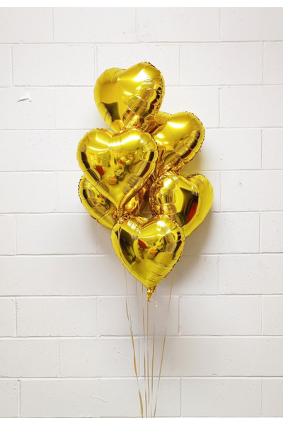 BALON DİYARI Gold Foil Heart Balloon Compatible with Air and Helium 25cm High...