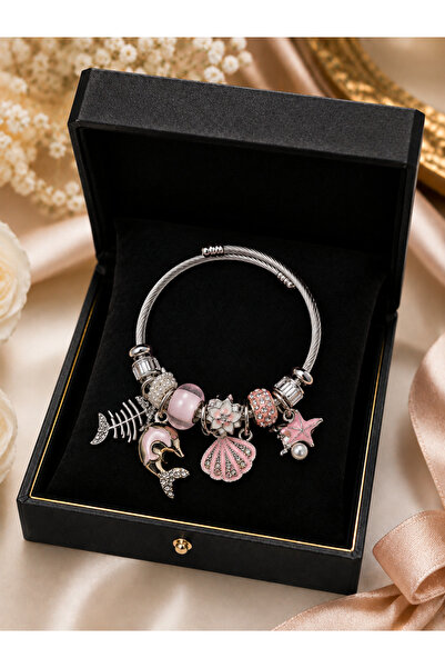 PULİNİN DÜKKANI Sea-Themed Charm Bracelet – Stainless Steel Handcuff Bracelet...