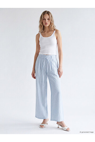 LC Waikiki Nevavm Women's Linen Blend Trousers with Elastic Waist