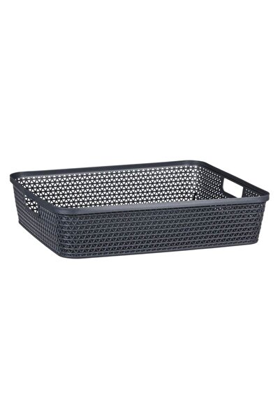 BAMI NETWORK Cos depozitare model ratan plastic antracit 5.5L organizare