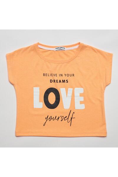Evita Μπλούζα crop top "Love yourself" πορτοκαλί
