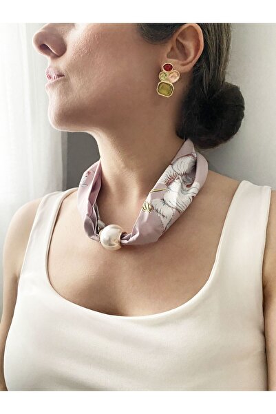 Gox Accessories وشاح مزين باللؤلؤ مع طرف مغناطيسي