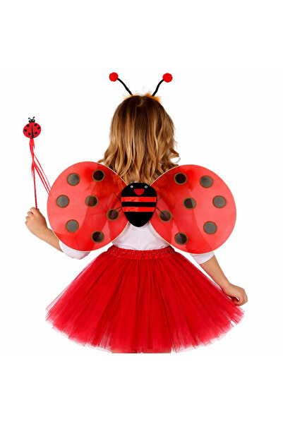 OSKA GLOBAL Red Ladybug Firefly Costume Set - (Tutu, Wings, Crown, Wand)