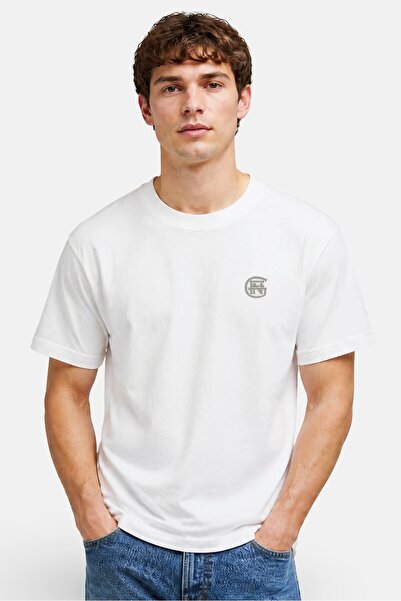 Good For Nothing Men Crew Neck Short Sleeve Embroidered Logo T-Shirt, White