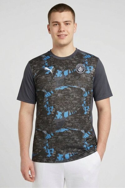 Puma Men Sportswear Fit Short Sleeve MCFC Training Jersey, Dark Grey