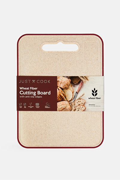 Just Cook Wheat Fiber Cutting Board With Anti Slip Edges, Beige