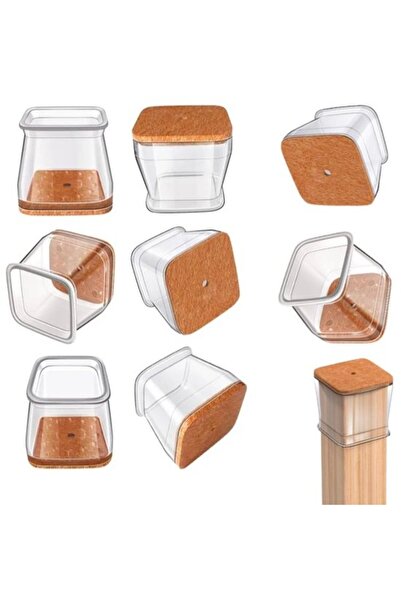 STARSTAR 8-Pack Clear Silicone Square Chair Leg Protectors for 38-55 mm Legs