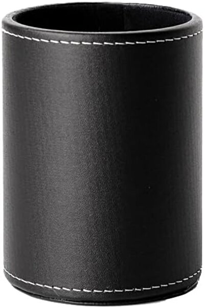 STARSTAR Round pen holder, PU leather pencil mug, desktop stationery organize...