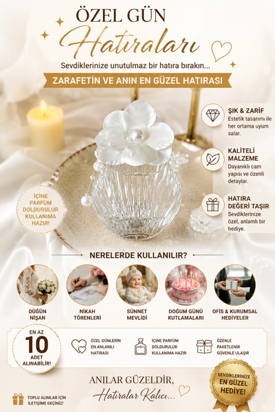Novaly Store Çiçek Detaylı Kolonyalı Cam Şişe Hediyelik – Düğün, Nişan, Nikâh...