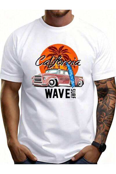 LİNA06 Men'S% Graphic-Shirt Breathable Soft Lightweight California Wave Surf ...
