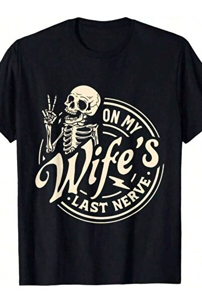 45 BPM قميص قطني بأكمام قصيرة من On Wife'S Last Nerve Skeleton للرجال والنساء...