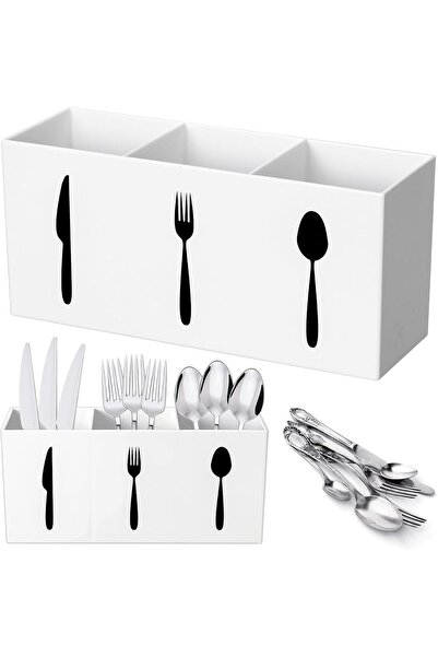 Arabest Acrylic Flatware Organizer,3 Section Cutlery Storage Bin,Brilliant De...