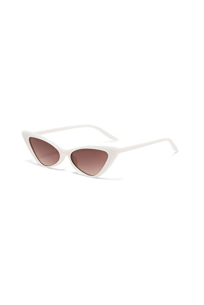 Toz Vintage Orizo White Bone Frame Brown Glass Cat Eye Vintage Retro Sunglasses