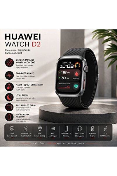 Huawei Watch D2 – Siyah Kauçuk