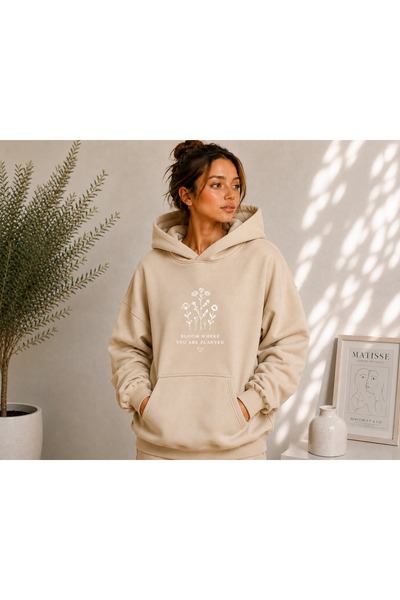 TREND EMMODA Women's Bloom Printed Hooded Oversize Sweatshirt