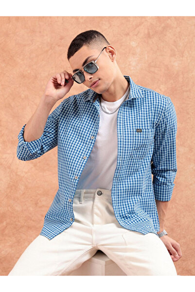 The Indian Garage Co By Styli Men Slim Fit Other Checks Spread Collar Casual ...