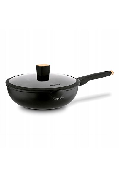 Konighoffer PATELNIA Wok cu inducție adânc pe gaz mare Negru Rose 30 cm