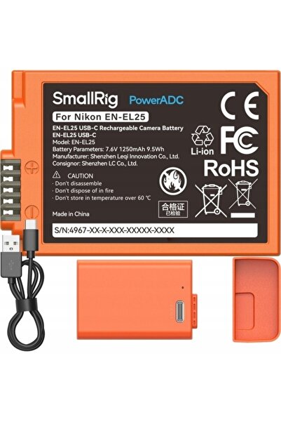 SmallRig 4967 EN-EL25 USB-C ORANGE acumulator. + CABLU pentru NIKON Z30, Z50,...