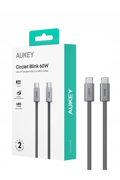 NO BRAND Cablu de încărcare AUKEY USB-C / USB-C 1.8m 60W 480Mbps OPLOT CB-DCC062