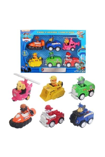 PICCGROVE® Set de 6 figurine Paw Patrol, tractor, plastic, multicolor