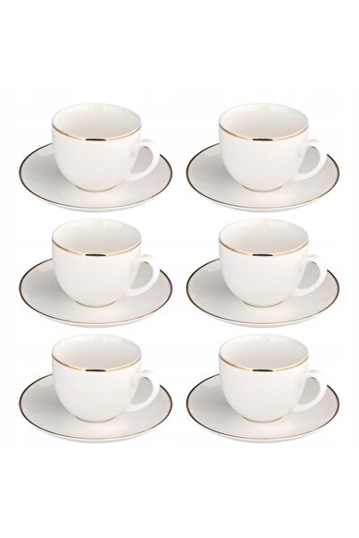 NO BRAND Set de 6 cești cu farfurioară pentru cafea Altom Design Bella Golden...