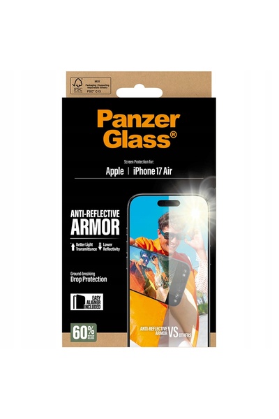 CARE by PanzerGlass® Sticlă pentru iPhone Air, PanzerGlass, întărită, cu ramă...