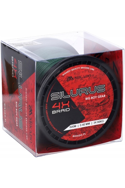 Mikado Fir de pescuit împletit 4 fire Silurus 0.35mm 600m verde 33,4kg 1 bucată
