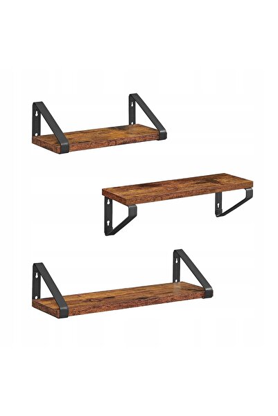VASAGLE Set de 3 rafturi de perete suspendate, bronz vintage și negru