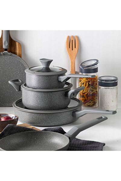 FLORINA GARNEK TRADIȚIONAL ALUMINIU MARMURĂ PIERRE 24cm 4,2L gri ANTIADERENT