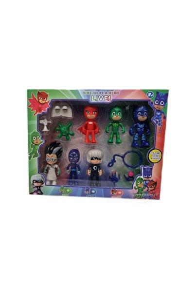 PICCGROVE® Set de 6 figurine și accesorii, 8 cm, PJ Masks, Multicolor