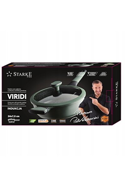 Starke Pro Tigaie mare din marmură cu capac, pentru inducție și gaz, 24cm, Vi...