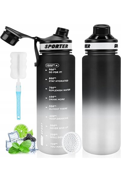 NO BRAND STICLĂ DE SPORT DE 1 L CU MARCaje DE TIMP, FĂRĂ BPA, ETANȘĂ