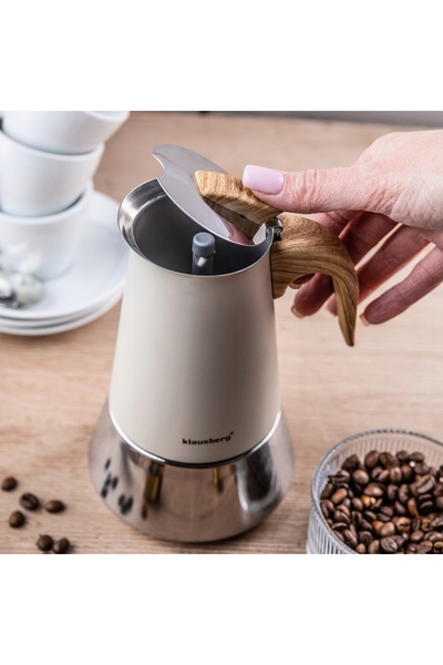 Klausberg Cafetieră KB-7995, 6 căni, tip Moka, din oțel, pentru inducție și g...
