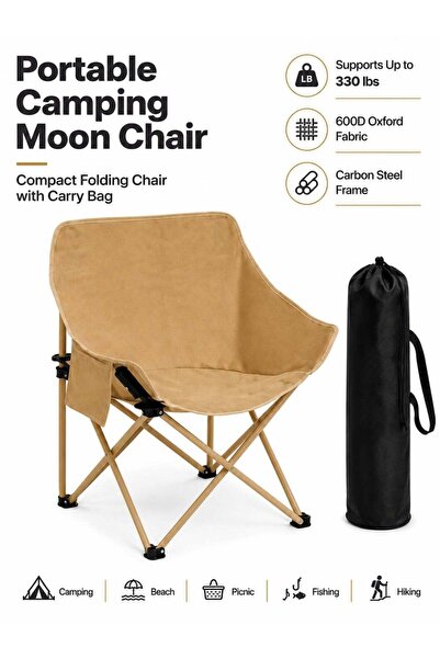 Generic Portable Camping Moon Chair with Carry Bag, Compact Folding Outdoor C...