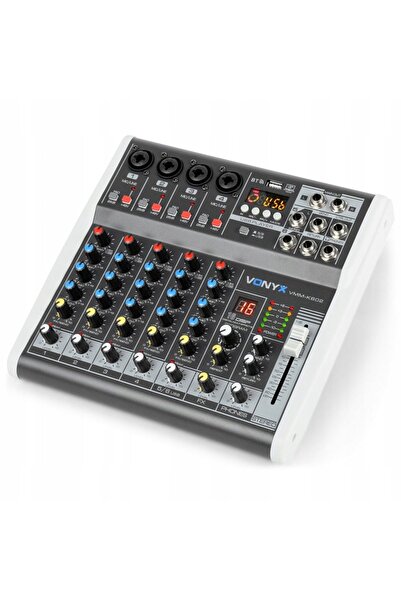 NO BRAND Mixer de scenă cu 6 canale XLR, combo DSP, USB și Bluetooth