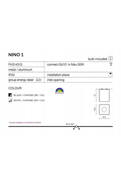 AZzardo PLAFON NINO 1 AZ0736 NEGRU / CROMAT