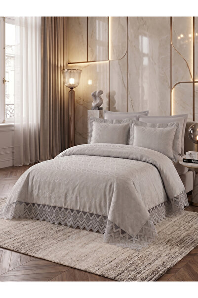 Myevilla Double Lace Bedspread Set with Stylish Lace Detail, Luxurious Bedspread