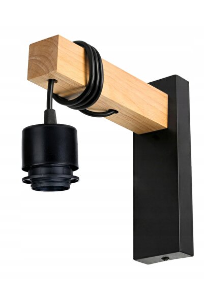 NO BRAND Lampă de perete din lemn LED Zwis cu abajur pe cablu 1xE27 LOFT Negru