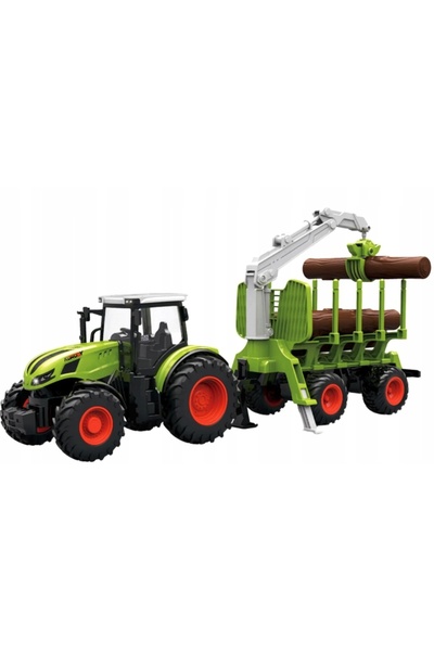 Pan i Pani Gadżet Tractor cu telecomandă cu remorcă și graifer pentru bușteni...