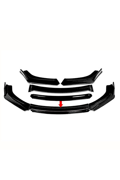 HasAkman Renault Megane MK4 Siyah Renkli Şeritli Dilli Ön Lip 4 Prç Parlak Si...