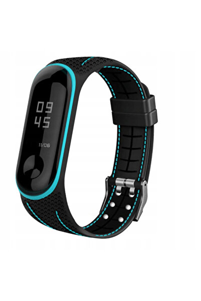 OEM Curea compatibila pentru bratara fitness Xiaomi Mi Band 3/4, Negru/Albastru