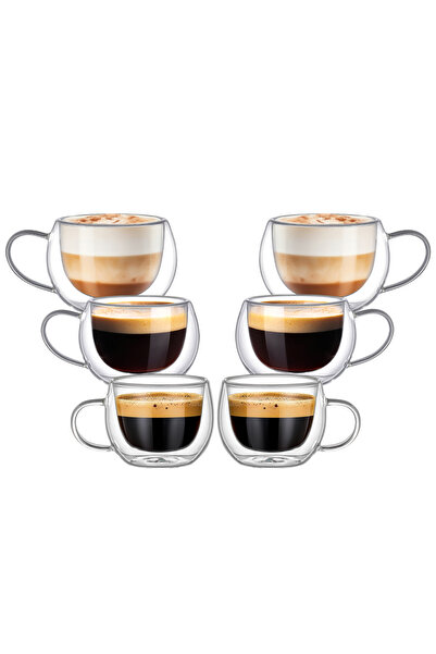 Aqualogis Pahare termice pentru cafea, espresso, latte, ceai, cu perete dublu...